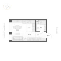 Планировка студии(апартаменты) площадью 24.9 квадратных метров в “ЖК ARTEL (Артель)”