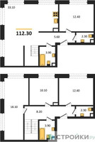 Планировка 4+ комнатной(квартира) площадью 112.3 квадратных метров в “ЖК ЗИЛАРТ”