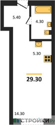 Планировка студии(квартира) площадью 29.3 квадратных метров в ЖК “ЖК Квартал Метроном”
