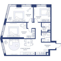 Планировка трехкомнатной(квартира) площадью 82.6 квадратных метров в “ЖК Свет”