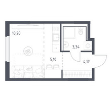 Планировка студии(квартира) площадью 22.81 квадратных метров в “ЖК Пригород Лесное”