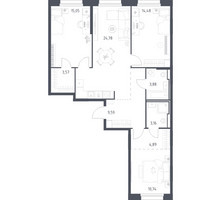 Планировка трехкомнатной(квартира) площадью 90.14 квадратных метров в “ЖК Заречье Парк”