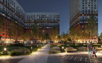 ЖК "Дмитровский Парк" в вечернее время