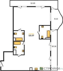 Планировка двухкомнатной(квартира) площадью 122.4 квадратных метров в “Квартал Foriver”