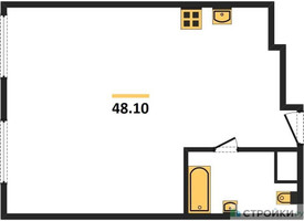 Планировка однокомнатной(апартаменты) площадью 48.1 квадратных метров в “ЖК Nametkin Tower (Наметкин Тауэр)”