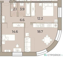 Планировка двухкомнатной(квартира) площадью 58.1 квадратных метров в “ЖК ЗИЛАРТ”