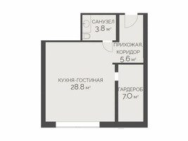 Планировка студии(квартира) площадью 43 квадратных метров в “ЖК Внуково Кантри Клаб”