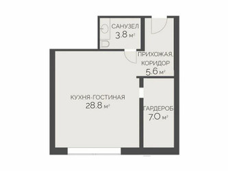 Планировка студии(квартира) площадью 43 квадратных метров в ЖК “ЖК Внуково Кантри Клаб”