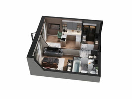 Планировка однокомнатной(квартира) площадью 38.5 квадратных метров в “ЖК Трилогия Кристалл”