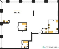 Планировка трехкомнатной(квартира) площадью 161.3 квадратных метров в “ЖК Luzhniki Collection (Коллекция Лужники)”