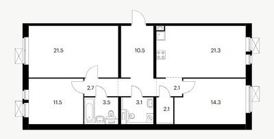 Планировка трехкомнатной(квартира) площадью 92.6 квадратных метров в ЖК “ЖК Белая Дача парк”