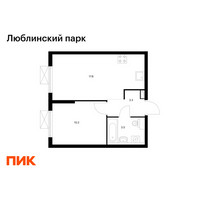 Планировка однокомнатной(квартира) площадью 34.8 квадратных метров в “ЖК Люблинский парк”