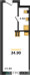 Планировка студии(квартира) площадью 24.9 квадратных метров в “ЖК М1 Сколково”