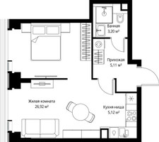 Планировка однокомнатной(квартира) площадью 40.35 квадратных метров в “Мультиквартал СИТИДЗЕН”