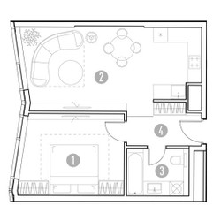 Планировка однокомнатной(квартира) площадью 48.68 квадратных метров в ЖК “УНО Горбунова”