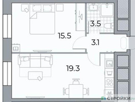 Планировка однокомнатной(квартира) площадью 41.4 квадратных метров в “ЖК ЗИЛАРТ”