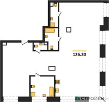 Планировка трехкомнатной(квартира) площадью 126.3 квадратных метров в “ЖК Коллекция Лужники”