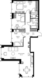 Планировка трехкомнатной(квартира) площадью 89.8 квадратных метров в ЖК “ЖК Веер”