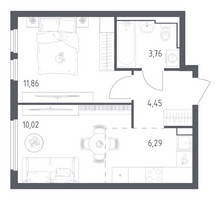 Планировка однокомнатной(квартира) площадью 35.6 квадратных метров в “ЖК Остафьево”