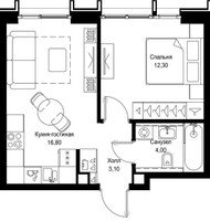 Планировка однокомнатной(квартира) площадью 36.2 квадратных метров в “Мультиквартал СИТИДЗЕН”