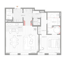 Планировка однокомнатной(квартира) площадью 101.1 квадратных метров в “ЖК Николь”