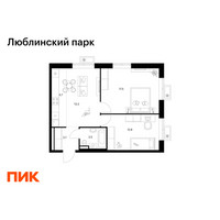 Планировка двухкомнатной(квартира) площадью 56.4 квадратных метров в “ЖК Люблинский парк”
