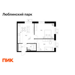 Планировка двухкомнатной(квартира) площадью 56.4 квадратных метров в ЖК “ЖК Люблинский парк”