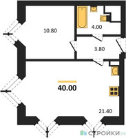 Планировка однокомнатной(квартира) площадью 40 квадратных метров в “ЖК Wave (Вейв)”