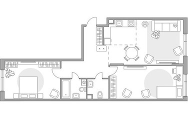 Планировка двухкомнатной(квартира) площадью 83.67 квадратных метров в ЖК “ЖК Павелецкая от Гранель”