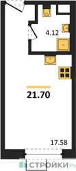 Планировка студии(квартира) площадью 21.7 квадратных метров в ЖК “ЖК Citimix (СитиМикс)”