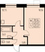 Планировка однокомнатной(квартира) площадью 40.5 квадратных метров в “ЖК Дом на Студенческом”