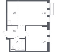 Планировка однокомнатной(квартира) площадью 43.85 квадратных метров в “ЖК Рублевский Квартал”