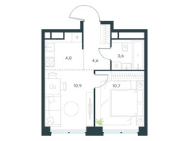 Планировка двухкомнатной(квартира) площадью 34.6 квадратных метров в “ЖК Level Звенигородская”