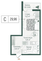 Планировка студии(квартира) площадью 31.78 квадратных метров в “ЖК Рига Хиллс”