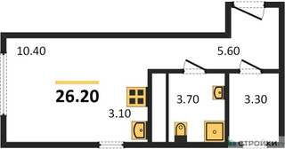 Планировка студии(квартира) площадью 26.2 квадратных метров в “ЖК Liberty (Либерти)”
