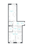 Планировка студии(апартаменты) площадью 84 квадратных метров в “ЖК Monodom Lake”