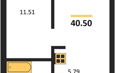 Планировка однокомнатной(квартира) площадью 40.5 квадратных метров в ЖК “ЖК UNO Соколиная гора”