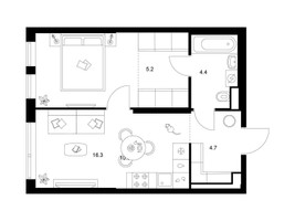 Планировка однокомнатной(квартира) площадью 41.2 квадратных метров в “ЖК Строгино 360”