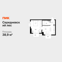 Планировка однокомнатной(квартира) площадью 38.9 квадратных метров в “ЖК Середневский лес”