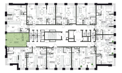 Планировка однокомнатной(квартира) площадью 29.7 квадратных метров в ЖК “ЖК Пушкино Град”
