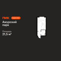 Планировка студии(квартира) площадью 21.5 квадратных метров в “ЖК Амурский парк”