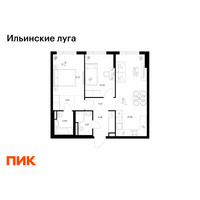 Планировка двухкомнатной(квартира) площадью 59.48 квадратных метров в “ЖК Ильинские луга”