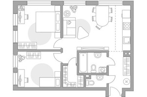 Планировка трехкомнатной(квартира) площадью 64.71 квадратных метров в “ЖК Гранель Коломенское”