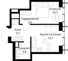 Планировка однокомнатной(квартира) площадью 35.8 квадратных метров в “ЖК Сити Бэй”