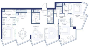 Планировка трехкомнатной(квартира) площадью 126.3 квадратных метров в “ЖК HideOUT (ХайдАут)”