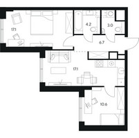 Планировка двухкомнатной(квартира) площадью 58.7 квадратных метров в “ЖК Нексус от Аквилон”