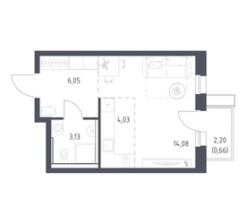 Планировка студии(квартира) площадью 28 квадратных метров в ЖК “ЖК Квартал Авиаторов”