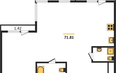 Планировка двухкомнатной(квартира) площадью 72.1 квадратных метров в ЖК “ЖК RiverSky”