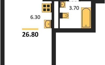 Планировка студии(квартира) площадью 26.8 квадратных метров в ЖК “ЖК Новая Щербинка”