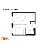 Планировка однокомнатной(квартира) площадью 36.36 квадратных метров в “ЖК Ильинские луга”